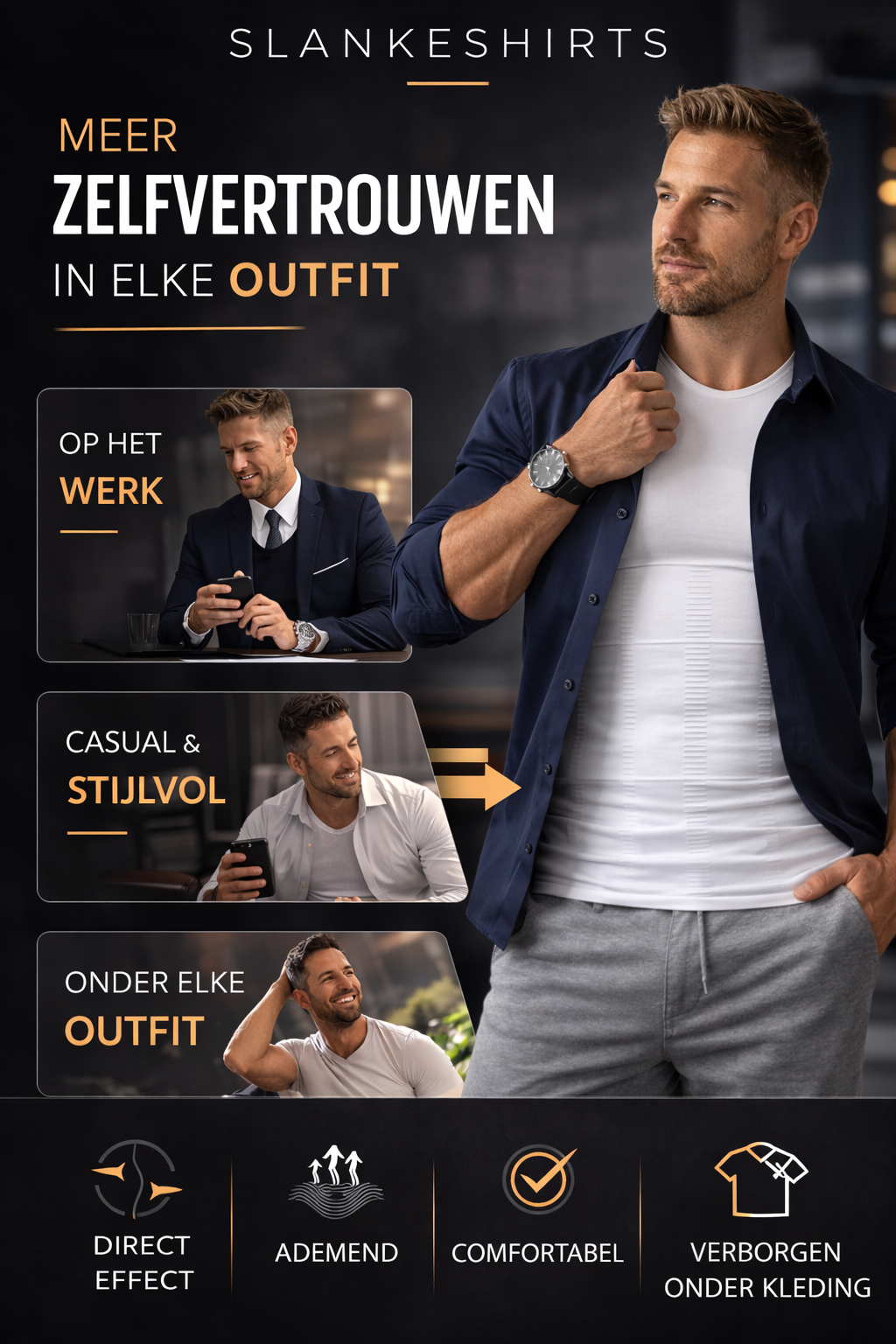 PerfectFit™ Compressie Shirt wit  – Direct een strakker silhouet