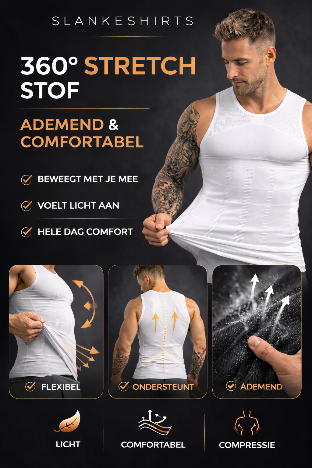 PerfectFit™ Compressie Shirt wit  – Direct een strakker silhouet