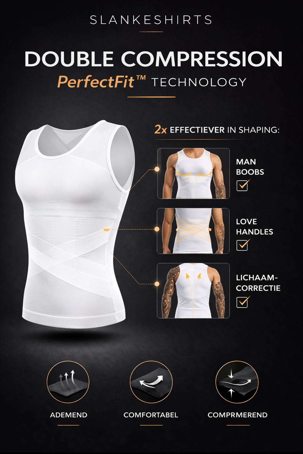 PerfectFit™ Compressie Shirt wit  – Direct een strakker silhouet
